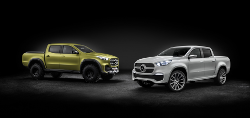 Concept X-CLASS powerful adventurer till vänster och Concept X-CLASS stylish explorer.Fotograf: Daimler AG