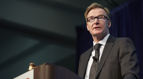 Volvos koncernchef Olof Persson under presentationen på HDMA.Fotograf: Paul Hartley