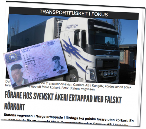 Jonas Carlsson, som driver Transscandinavian Carriers AB i Kungälv, hävdar att de norska myndigheterna har fel. Körkortet som hans polske chaufför visade upp är äkta, hävdar han.
