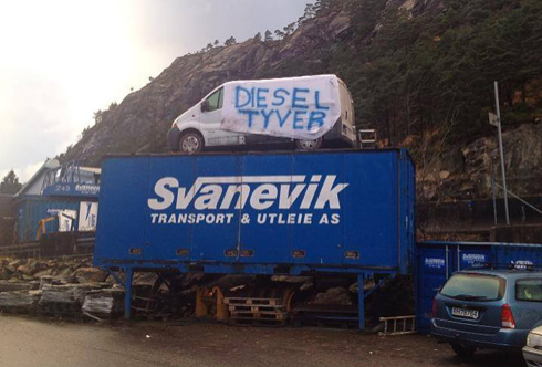 De här tjuvarna fick en högt uppsatt position hos Svanevik Transport & Utleie i Norge.Fotograf: Svanevik Transport og Utleie