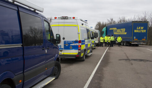 Bilden är tagen vid en av Polisens ”cabotageutbildningar” i Helsingborg. Fordonen på bilden har inget med artikelinnehållet att göra. Foto: Göran Rosengren, arkiv