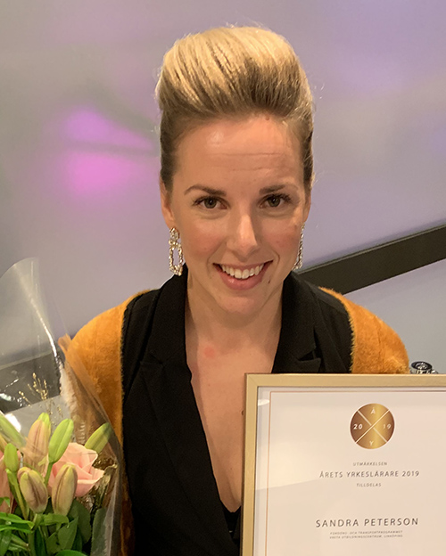 Sandra Petersson, Årets yrkeslärare 2019. Foto: TYA