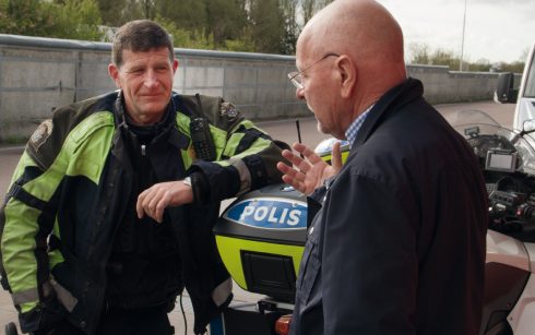 För lite drygt fem år sedan gjorde Sven-Erik Alhem ett studiebesök hos trafikpolisen i Helsingborg och han fick då följa bland annat Sören Johansson ”en dag på jobbet”. Foto: Göran Rosengren, arkiv