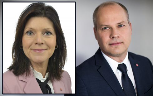 Arbetsmarknadsminister Eva Nordmark (S) och justitie- och migrationsminister Morgan Johansson (S), vill inte att människor ska utnyttjas på den svensk arbetsmarknad. Foto: Riksdagen. Montage: Göran Rosengren, Proffs