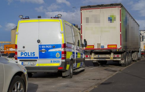 Ett av förra veckans otillåtna cabotage som Helsingborgspolisen kunde avslöja. Speditören är i skrivande stund inte misstänkt för brott. Foto: Göran Rosengren