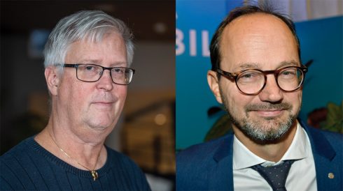 Tommy Wreeth till vänster och Tomas Eneroth vill se till att svenska löner och villkor gäller för alla som kör lastbil på svenska vägar.