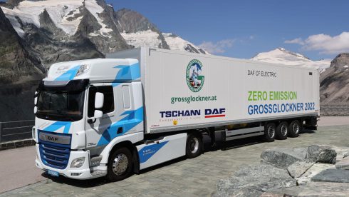 DAF CF Electric klarade den tuffa rutten Grossglockneralpvägen. Foto: DAF.