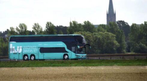 En av Campusbussarna dock inte den som var med i olyckan. Foto: Linköpings universitet.