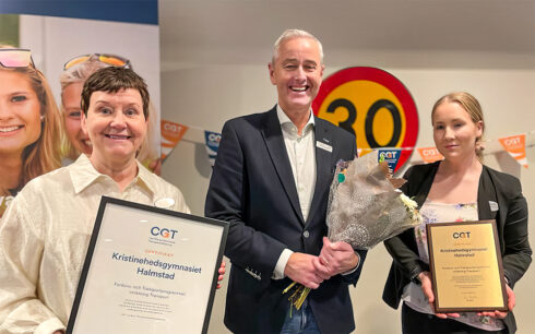 Så här glada är man på Kristinehedsgymnasiet när man blivit CGT-certifierade. Foto: TYA.