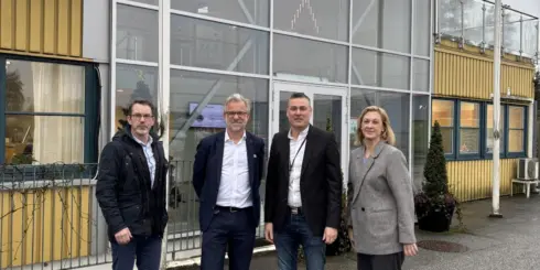 I bild från vänster Per Geijer, Jonas Hagelqvist, Tommi Pettersson och Linda Räfsbäck. Foto: Transportföretagen