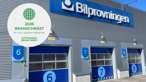    Bilprovningen upplevs återigen av svenska konsumenter som branschens mest hållbara varumärke. Foto: Bilprovningen.