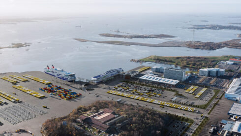 Tidig visionsbild över Stena Lines kommande terminal i Arendalsområdet i Göteborgs Hamn. Bild: Göteborgs Hamn